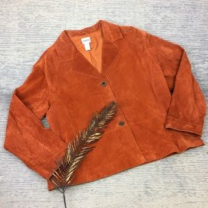 Chico's leather burnt orange jacket